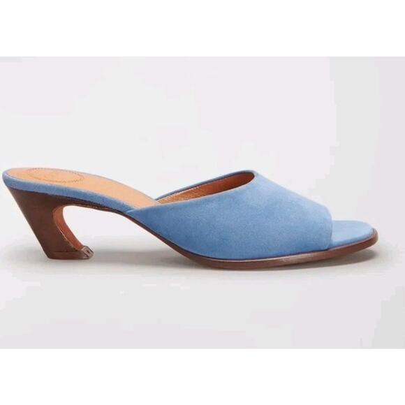 Chloe Oli‎ Blue Suede Mule Sandal Women's Size 37  1/2 US 7 - Picture 2 of 9